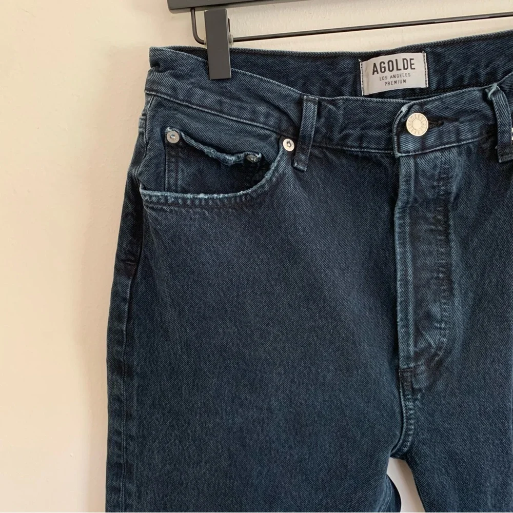 AGOLDE Riley Jeans Busted Knees Dark Blue - Picture 3 of 8